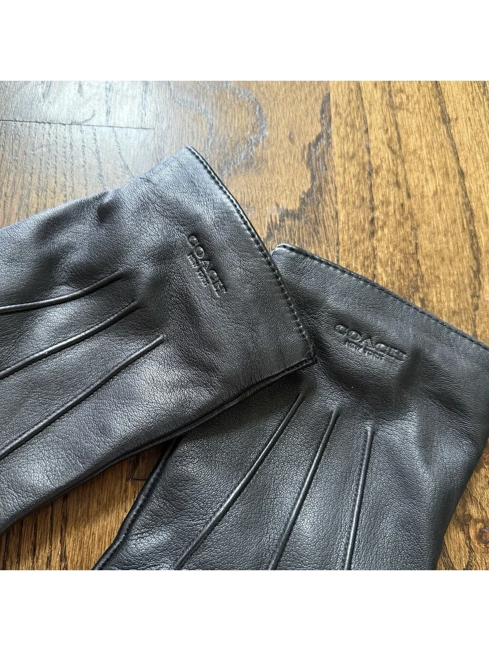 Coach Black Leather Gloves Women’s Large L Touchscreen Winter Cold Weather